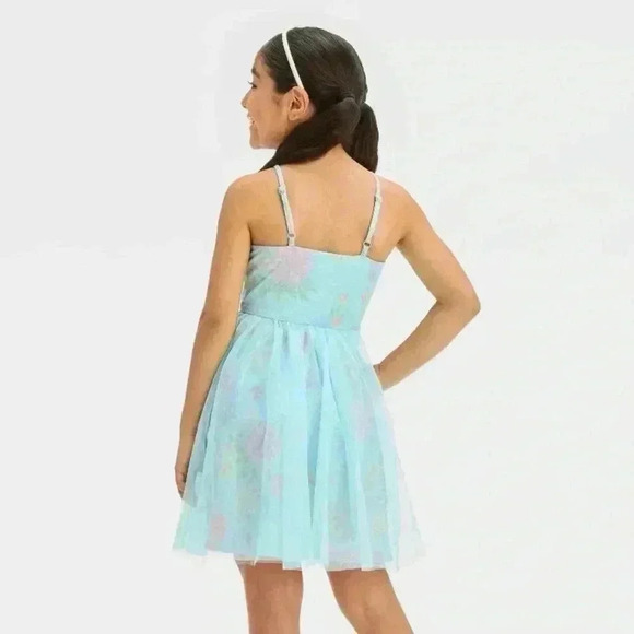 Zenzi Floral Sparkly Aquamarine Dress Size 8 Little Girl Easter Mother’s Day - Picture 2 of 6